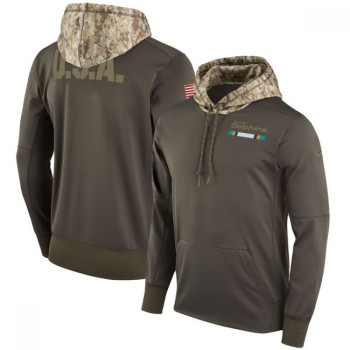 Men's Miami Dolphins Olive Salute to Service Sideline Therma Pullover Hoodie Men's Miami Dolphins Olive Salute to Service Sideline Therma Pullover Hoodie