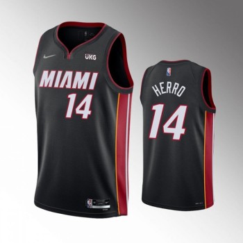 Men's Miami Heat #14 Tyler Herro Black Icon Edition 75th Anniversary Stitched Jersey Men's Miami Heat #14 Tyler Herro Black Icon Edition 75th Anniversary Stitched Jersey