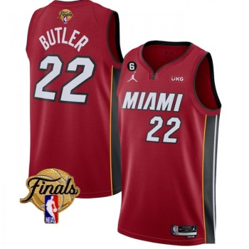 Men's Miami Heat #22 Jimmy Butler Red 2023 Finals Statement Edition With NO.6 Patch Stitched Basketball Jersey Men's Miami Heat #22 Jimmy Butler Red 2023 Finals Statement Edition With NO.6 Patch Stitched Basketball Jersey