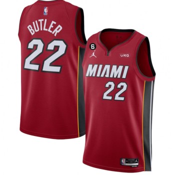 Men's Miami Heat #22 Jimmy Butler Red Statement Edition With NO.6 Patch Stitched Jersey Men's Miami Heat #22 Jimmy Butler Red Statement Edition With NO.6 Patch Stitched Jersey