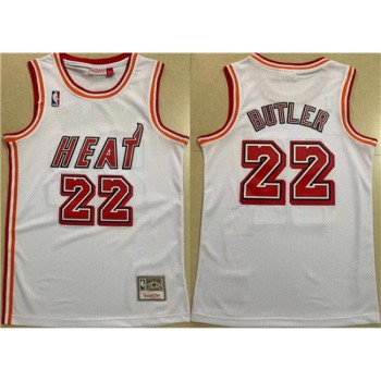 Men's Miami Heat #22 Jimmy Butler White Throwback Stitched Basketball Jersey Men's Miami Heat #22 Jimmy Butler White Throwback Stitched Basketball Jersey