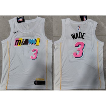 Men's Miami Heat #3 Dwyane Wade 2022/23 White City Edition Stitched Jersey Men's Miami Heat #3 Dwyane Wade 2022/23 White City Edition Stitched Jersey