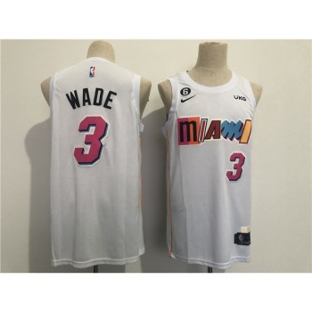 Men's Miami Heat #3 Dwyane Wade 2022/23 White City Edition With NO.6 Patch Stitched Jersey Men's Miami Heat #3 Dwyane Wade 2022/23 White City Edition With NO.6 Patch Stitched Jersey