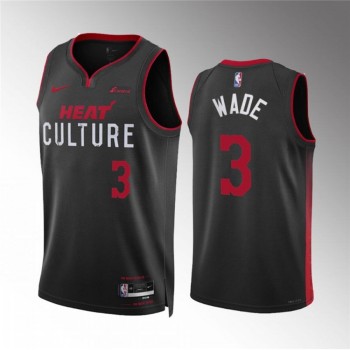 Men's Miami Heat #3 Dwyane Wade Black 2023/24 City Edition Stitched Basketball Jersey Men's Miami Heat #3 Dwyane Wade Black 2023/24 City Edition Stitched Basketball Jersey