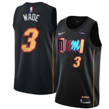 Men's Miami Heat #3 Dwyane Wade Black 75th Anniversary 2021/2022 City Edition Stitched Jersey Men's Miami Heat #3 Dwyane Wade Black 75th Anniversary 2021/2022 City Edition Stitched Jersey