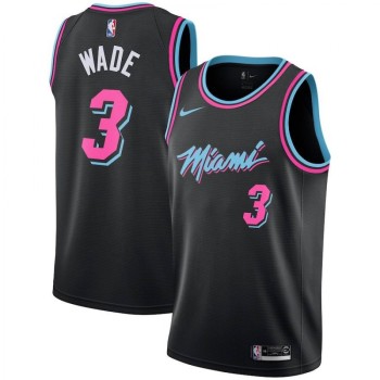 Men's Miami Heat #3 Dwyane Wade Black City Edition Swingman Stitched NBA Jersey Men's Miami Heat #3 Dwyane Wade Black City Edition Swingman Stitched NBA Jersey