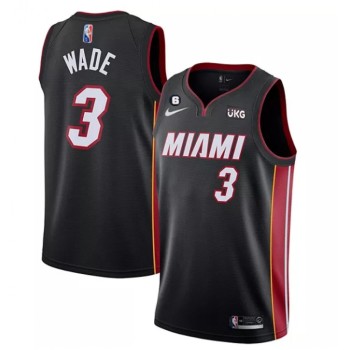 Men's Miami Heat #3 Dwyane Wade Black Icon Edition 75th Anniversary Stitched Jersey Men's Miami Heat #3 Dwyane Wade Black Icon Edition 75th Anniversary Stitched Jersey