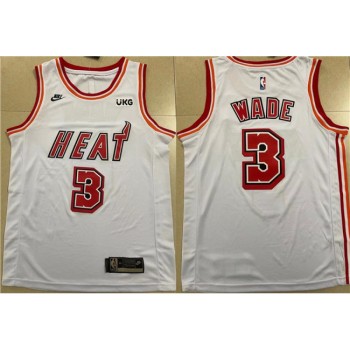 Men's Miami Heat #3 Dwyane Wade White Classic Edition Stitched Basketball Jersey Men's Miami Heat #3 Dwyane Wade White Classic Edition Stitched Basketball Jersey