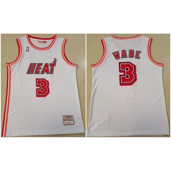 Men's Miami Heat #3 Dwyane Wade White Throwback Stitched Basketball Jersey Men's Miami Heat #3 Dwyane Wade White Throwback Stitched Basketball Jersey