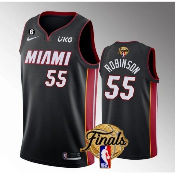 Men's Miami Heat #55 Duncan Robinson Black 2023 Finals Icon Edition With NO.6 Patch Stitched Basketball Jersey Men's Miami Heat #55 Duncan Robinson Black 2023 Finals Icon Edition With NO.6 Patch Stitched Basketball Jersey