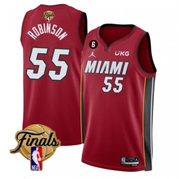 Men's Miami Heat #55 Duncan Robinson Red 2023 Finals Statement Edition With NO.6 Patch Stitched Basketball Jersey Men's Miami Heat #55 Duncan Robinson Red 2023 Finals Statement Edition With NO.6 Patch Stitched Basketball Jersey