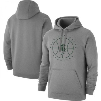Men's Michigan State Spartans Grey Basketball Icon Club Fleece Pullover Hoodie Men's Michigan State Spartans Grey Basketball Icon Club Fleece Pullover Hoodie