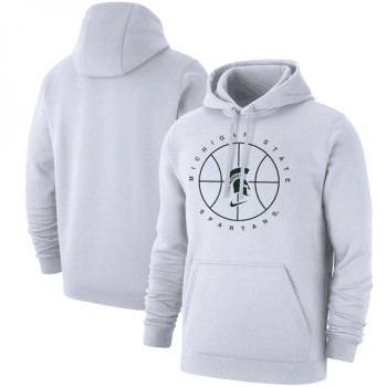 Men's Michigan State Spartans White Basketball Icon Club Fleece Pullover Hoodie Men's Michigan State Spartans White Basketball Icon Club Fleece Pullover Hoodie