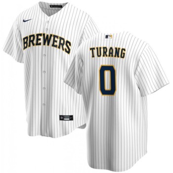 Men's Milwaukee Brewers #0 Brice Turang White Cool Base Stitched Jersey Men's Milwaukee Brewers #0 Brice Turang White Cool Base Stitched Jersey