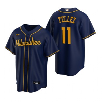 Men's Milwaukee Brewers #11 Rowdy Tellez Navy Cool Base Stitched Jersey Men's Milwaukee Brewers #11 Rowdy Tellez Navy Cool Base Stitched Jersey