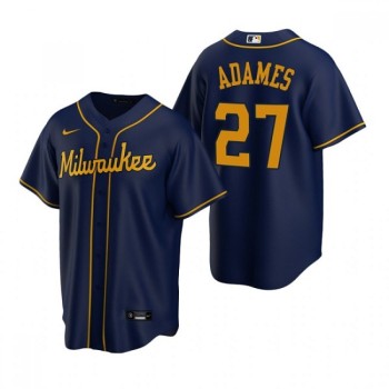 Men's Milwaukee Brewers #27 Willy Adames Navy Cool Base Stitched Jersey Men's Milwaukee Brewers #27 Willy Adames Navy Cool Base Stitched Jersey
