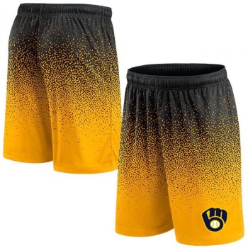 Men's Milwaukee Brewers Black/Yellow Ombre Shorts Men's Milwaukee Brewers Black/Yellow Ombre Shorts