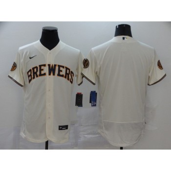 Men's Milwaukee Brewers Blank 2020 White Flex Base Stitched MLB Jersey Men's Milwaukee Brewers Blank 2020 White Flex Base Stitched MLB Jersey