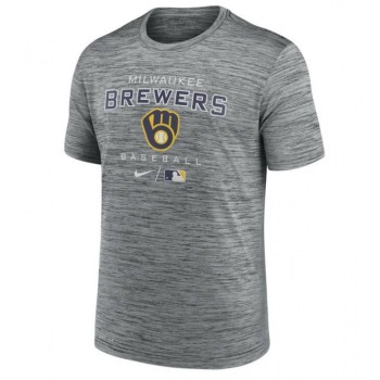 Men's Milwaukee Brewers Gray Legend Velocity T-Shirt Men's Milwaukee Brewers Gray Legend Velocity T-Shirt