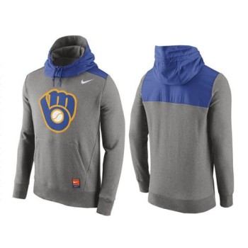 Men's Milwaukee Brewers Gray Cooperstown Collection Hybrid Pullover Hoodie