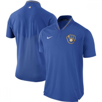 Men's Milwaukee Brewers Royal Authentic Collection Elite Performance Polo Men's Milwaukee Brewers Royal Authentic Collection Elite Performance Polo