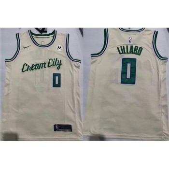 Men's Milwaukee Bucks #0 Damian Lillard Cream City Edition Swingman Stitched Basketball Jersey