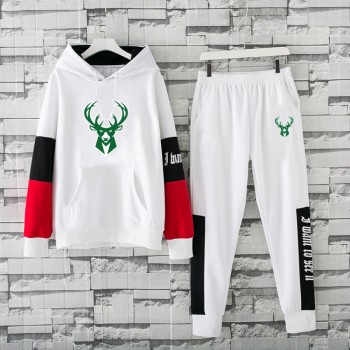 Men's Milwaukee Bucks 2019 White Tracksuits Hoodie Suit Men's Milwaukee Bucks 2019 White Tracksuits Hoodie Suit