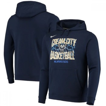Men's Milwaukee Bucks 2021 Navy City Edition Story Club Pullover Hoodie Men's Milwaukee Bucks 2021 Navy City Edition Story Club Pullover Hoodie