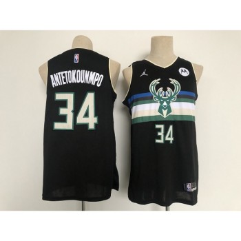 Men's Milwaukee Bucks #34 Giannis Antetokounmpo Black Stitched Jersey