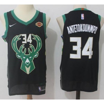 Men's Milwaukee Bucks #34 Giannis Antetokounmpo Black Swingman Stitched NBA Jersey Men's Milwaukee Bucks #34 Giannis Antetokounmpo Black Swingman Stitched NBA Jersey