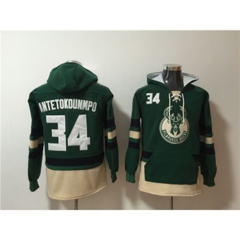 Men's Milwaukee Bucks #34 Giannis Antetokounmpo Green Hoodie Men's Milwaukee Bucks #34 Giannis Antetokounmpo Green Hoodie