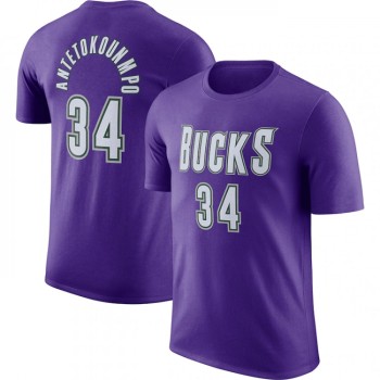 Men's Milwaukee Bucks #34 Giannis Antetokounmpo Purple Hardwood Classic Long Sleeve T-Shirt Men's Milwaukee Bucks #34 Giannis Antetokounmpo Purple Hardwood Classic Long Sleeve T-Shirt