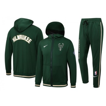 Men's Milwaukee Bucks 75th Anniversary Green Performance Showtime Full-Zip Hoodie Jacket And Pants Suit Men's Milwaukee Bucks 75th Anniversary Green Performance Showtime Full-Zip Hoodie Jacket And Pants Suit