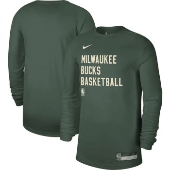 Men's Milwaukee Bucks Hunter Green 2023/24 Legend On-Court Practice Long Sleeve T-Shirt Men's Milwaukee Bucks Hunter Green 2023/24 Legend On-Court Practice Long Sleeve T-Shirt
