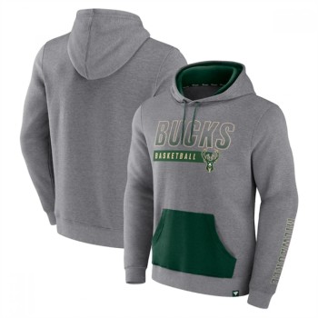 Men's Milwaukee Bucks Off The Bench Color Block Heathered Gray Pullover Hoodie Men's Milwaukee Bucks Off The Bench Color Block Heathered Gray Pullover Hoodie