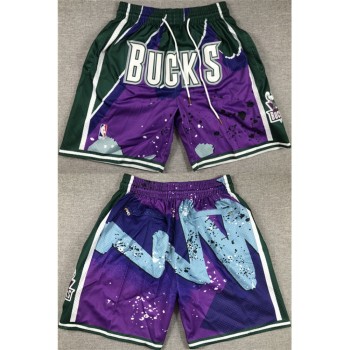 Men's Milwaukee Bucks Purple/Green Shorts (Run Small) Men's Milwaukee Bucks Purple/Green Shorts (Run Small)