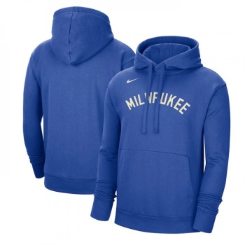 Men's Milwaukee Bucks Royal 2022/23 City Edition Essential Pullover Hoodie Men's Milwaukee Bucks Royal 2022/23 City Edition Essential Pullover Hoodie