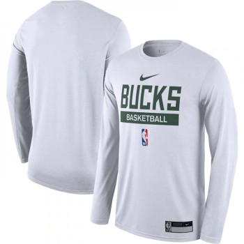 Men's Milwaukee Bucks White 2022/23 Legend On-Court Practice Performance Long Sleeve T-Shirt Men's Milwaukee Bucks White 2022/23 Legend On-Court Practice Performance Long Sleeve T-Shirt