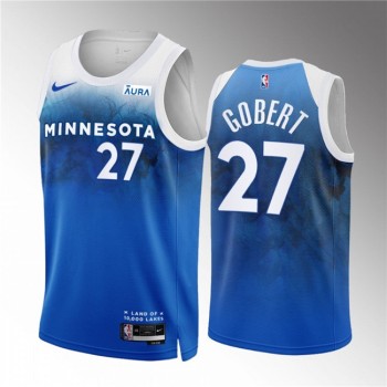 Men's Minnesota Timberwolves #27 Rudy Gobert Blue 2023/24 City Edition Stitched Jersey Men's Minnesota Timberwolves #27 Rudy Gobert Blue 2023/24 City Edition Stitched Jersey