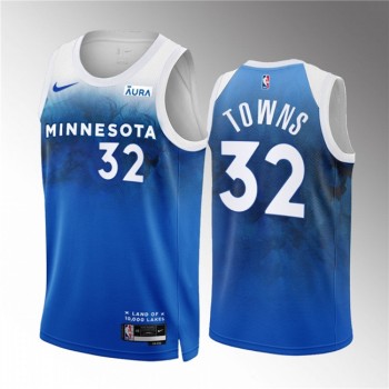 Men's Minnesota Timberwolves #32 Karl-Anthony Towns Blue 2023/24 City Edition Stitched Jersey Men's Minnesota Timberwolves #32 Karl-Anthony Towns Blue 2023/24 City Edition Stitched Jersey