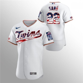 Men's Minnesota Twins #22 Miguel Sano White 2020 Stars & Stripes Flex Base Stitched Jersey Men's Minnesota Twins #22 Miguel Sano White 2020 Stars & Stripes Flex Base Stitched Jersey