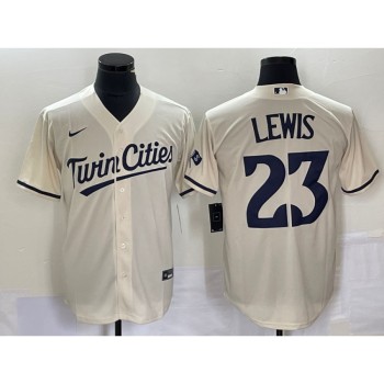 Men's Minnesota Twins #23 Royce Lewis Cream Cool Base Stitched Baseball Jersey Men's Minnesota Twins #23 Royce Lewis Cream Cool Base Stitched Baseball Jersey