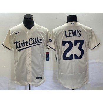 Men's Minnesota Twins #23 Royce Lewis Cream Flex Base Stitched Baseball Jersey Men's Minnesota Twins #23 Royce Lewis Cream Flex Base Stitched Baseball Jersey