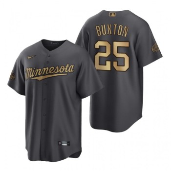 Men's Minnesota Twins #25 Byron Buxton 2022 All-Star Charcoal Cool Base Stitched Baseball Jersey Men's Minnesota Twins #25 Byron Buxton 2022 All-Star Charcoal Cool Base Stitched Baseball Jersey