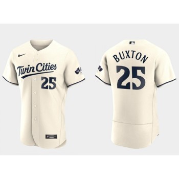Men's Minnesota Twins #25 Byron Buxton 2023 Cream Flex Base Stitched Jersey Men's Minnesota Twins #25 Byron Buxton 2023 Cream Flex Base Stitched Jersey