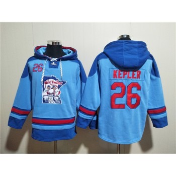 Men's Minnesota Twins #26 Max Kepler Blue Ageless Must-Have Lace-Up Pullover Hoodie Men's Minnesota Twins #26 Max Kepler Blue Ageless Must-Have Lace-Up Pullover Hoodie
