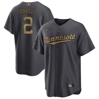 Men's Minnesota Twins #2 Luis Arraez 2022 All-Star Charcoal Cool Base Stitched Baseball Jersey Men's Minnesota Twins #2 Luis Arraez 2022 All-Star Charcoal Cool Base Stitched Baseball Jersey