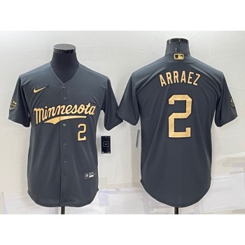 Men's Minnesota Twins #2 Luis Arraez 2022 All-Star Charcoal Cool Base Stitched Baseball Jersey Men's Minnesota Twins #2 Luis Arraez 2022 All-Star Charcoal Cool Base Stitched Baseball Jersey
