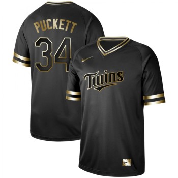 Men's Minnesota Twins #34 Kirby Puckett Black Gold Stitched MLB Jersey Men's Minnesota Twins #34 Kirby Puckett Black Gold Stitched MLB Jersey
