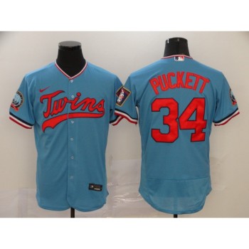 Men's Minnesota Twins #34 Kirby Puckett Blue Flex Base Stitched MLB Jersey Men's Minnesota Twins #34 Kirby Puckett Blue Flex Base Stitched MLB Jersey